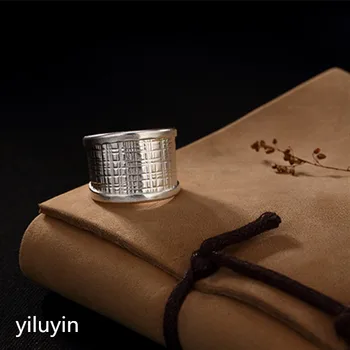 

KJJEAXCMY boutique jewelryar S925 Sterling Silver Thailand handmade wide face woven texture openings ladies unique personalized
