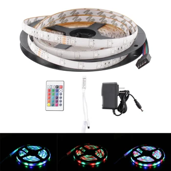 

LED Strip Light 12V 2835 5050 5M RGB LED Strip Waterproof 44Key Power Remote Full Set 60Leds/M Flexible Diode Tape Home Decor