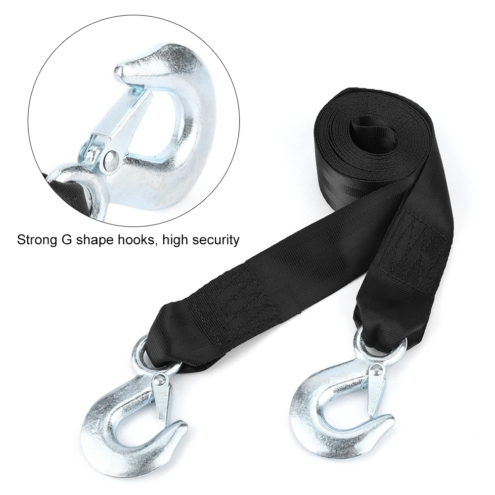 4 M 4 طن سيارة سحب حزام كابل ذيل شاحنة ذو حمل شاق سحب سحب حبل مع 2 خطاف السيارات أدوات سيارة التصميم