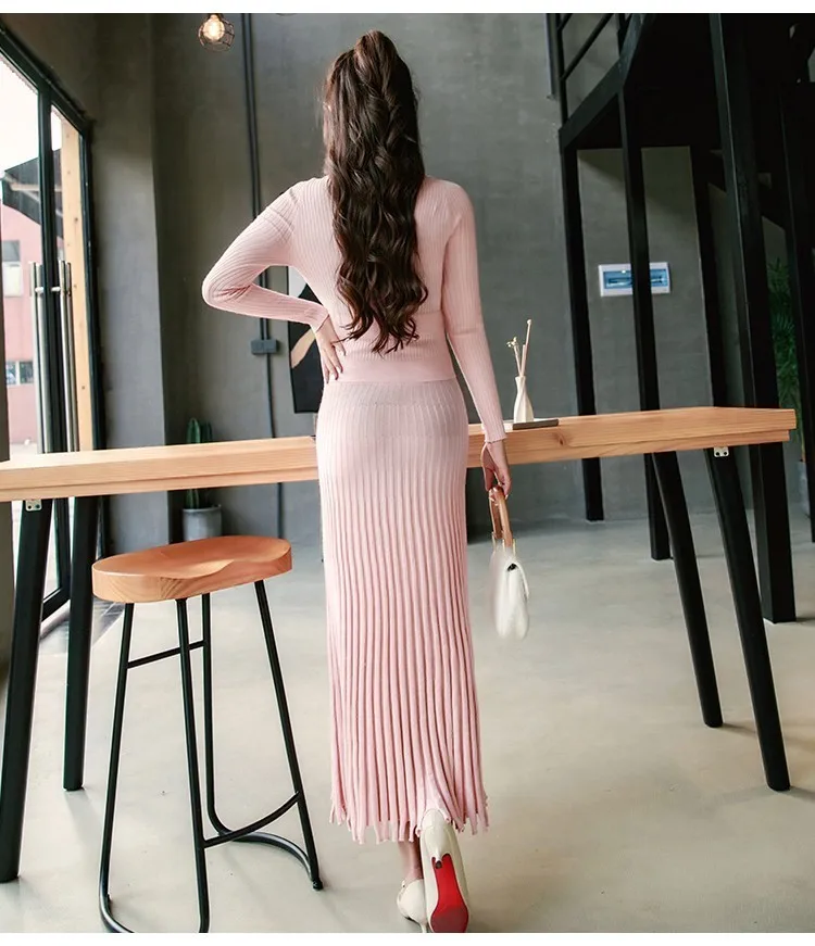 Winter autumn high quality Women Long Knitted Dress Sexy vestidos Back Slim Sweater Dress Fit And Flare Thicken Warm Dress