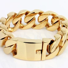 Панк мужской браслет байкера тяжелый золотой цвет цепи 316L браслет из нержавеющей стали кубинская Ссылка Модные ювелирные изделия подарок 20 мм