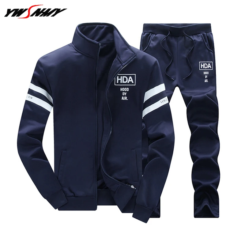 

New Tracksuits Men Set Thicken Fleece Hoodies+Pants Suit Spring Sporting Sweatshirt 2PCS Set Male Hooded Sportsing Suits