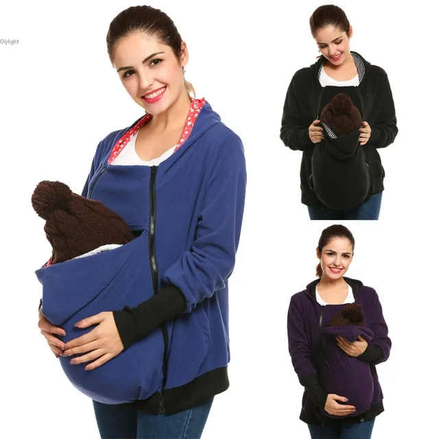 Fashion Warm Outerwear Fleece Baby Carrying Coat Baby Carrier Hoody