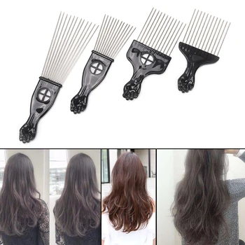 

Hair Combs 2018 New HOT 4 size Salon Use Black Metal African American Pick Comb Afro Hair Comb For Hairdressing Styling Tool