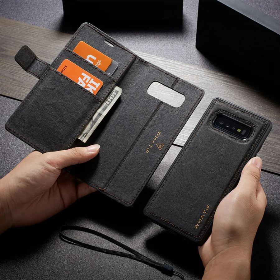 Деловой Магнитный съемный чехол из крафт-бумаги для samsung S10 S9 S8 Plus S10e Note10+ Note 9, съемный кожаный чехол-кошелек