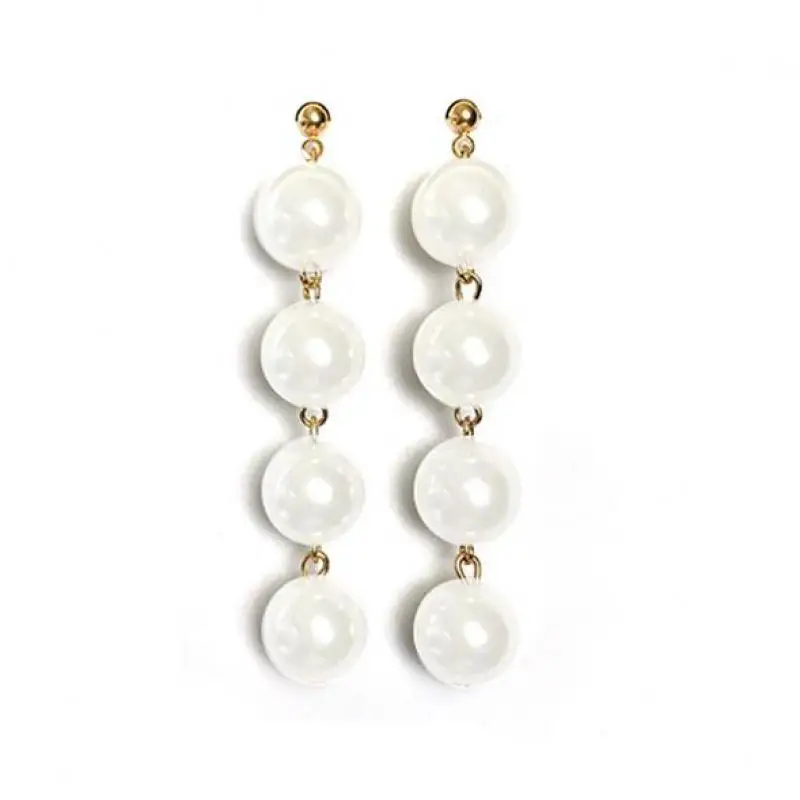 New Personality Wild Simple Temperament Earrings Exaggerated Large Pearl Tassel Long Earrings Beaded Prevent Allergy Earrings - Image 5