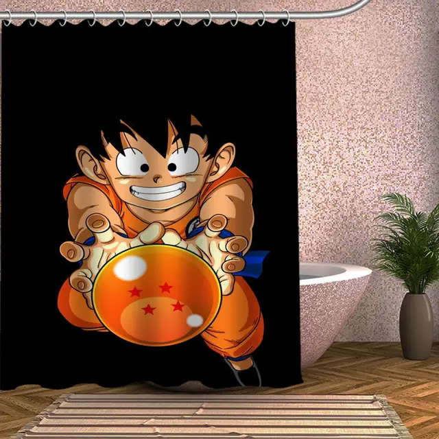 Anime Dragon Ball Goku Customized Shower Curtain Polyester Fabric