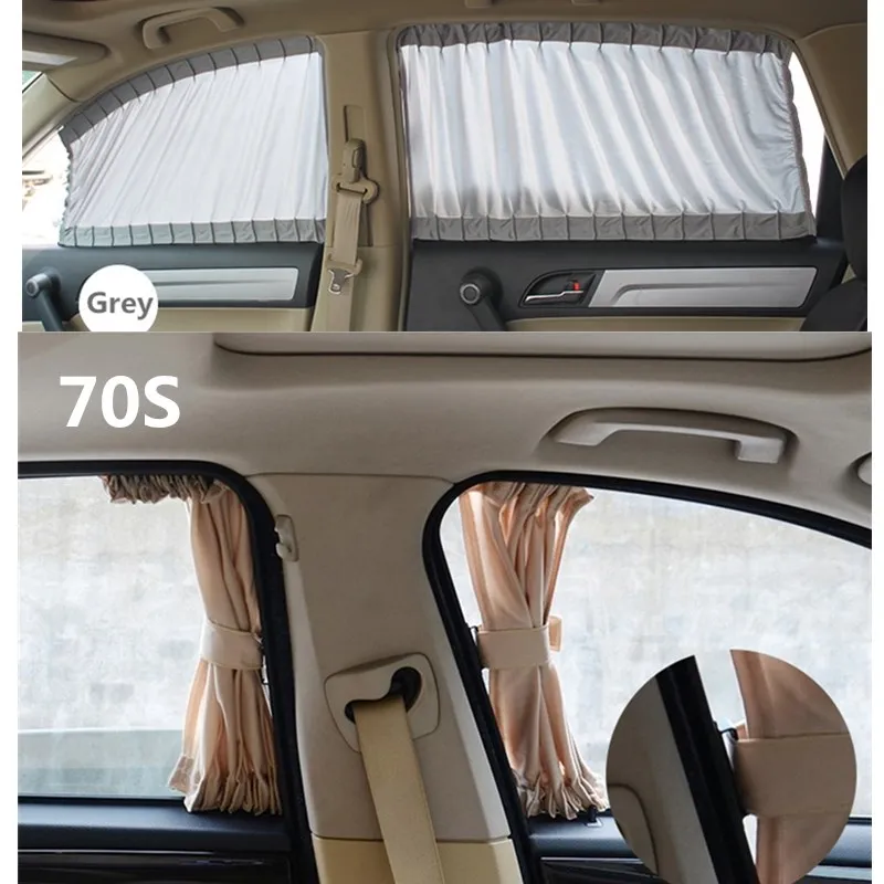 

70S Aluminum Alloy Elastic Car Side Window Sunshade Curtains Auto Windows Sun Visor Blinds Cover window foils & solar protection