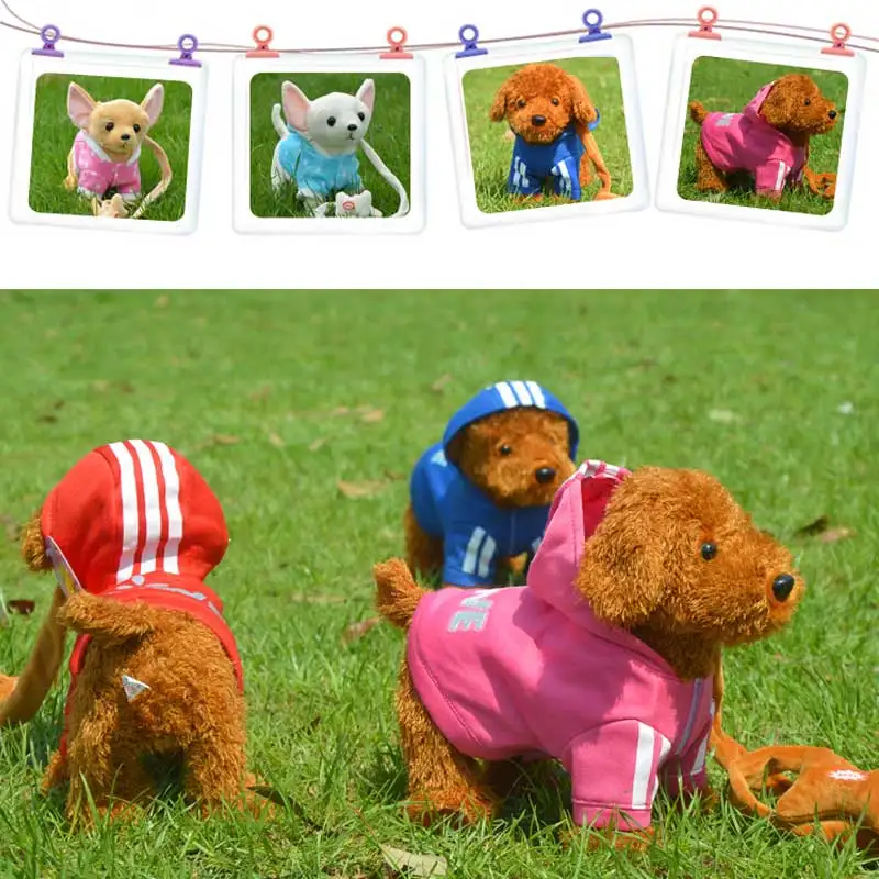 Controle de Som Animais de Estimação Brinquedos de Pelúcia para Crianças Presentes de Aniversário Robô Interativo Eletrônico Pelúcia Andando 72 Canções Trela Cão 13 Cheap Animais eletrônicos