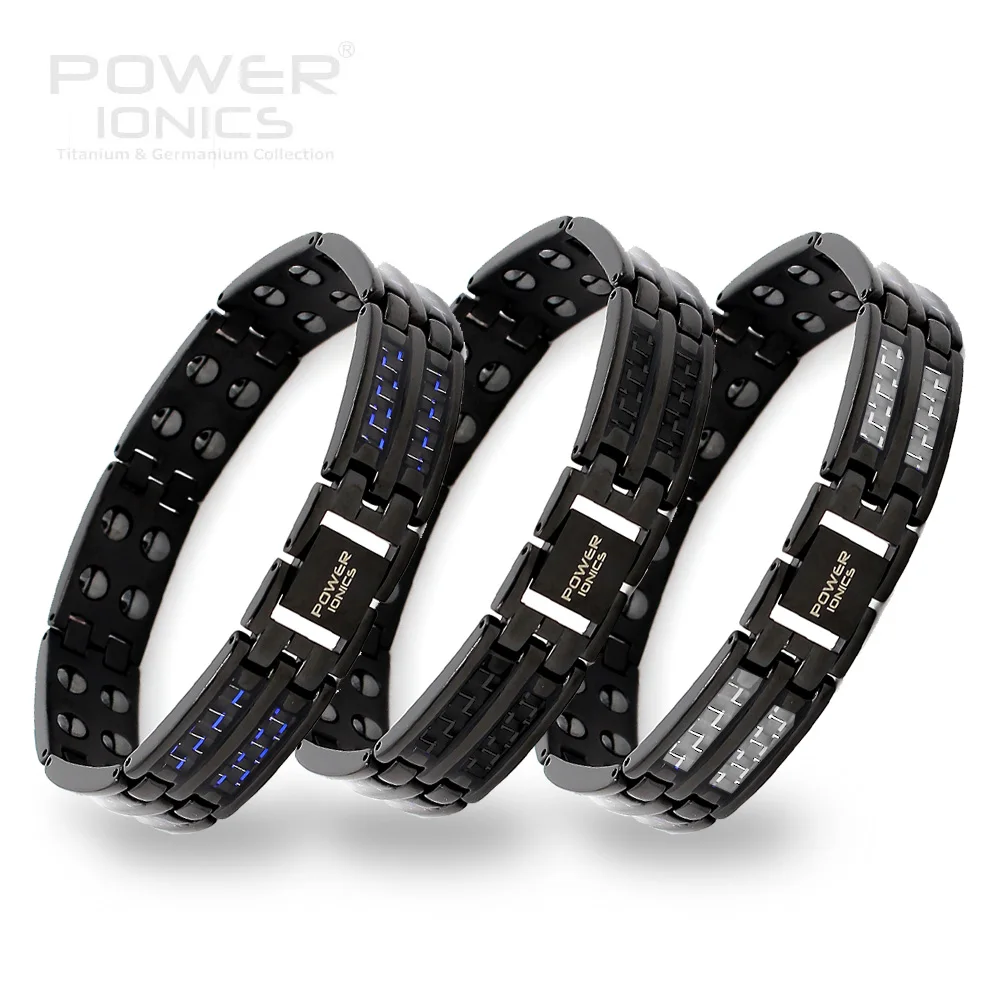 Power Ionics Black Mens 100 Pure Titanium Therapy Bracelet