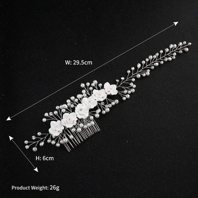 Mecresh очаровательный серебряный цвет Искусственный жемчуг свадебные гребни для волос ювелирные изделия цветок кристалл головной убор Свадебные аксессуары для волос FS257