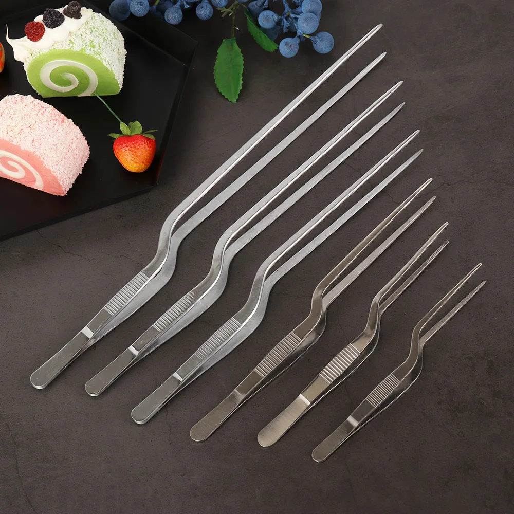 

1Pc Stainless Steel Barbecue Tongs Serving Presentation Kitchen Tool Multiple Types Silver Plating Chef Food Tweezer BBQ Clip