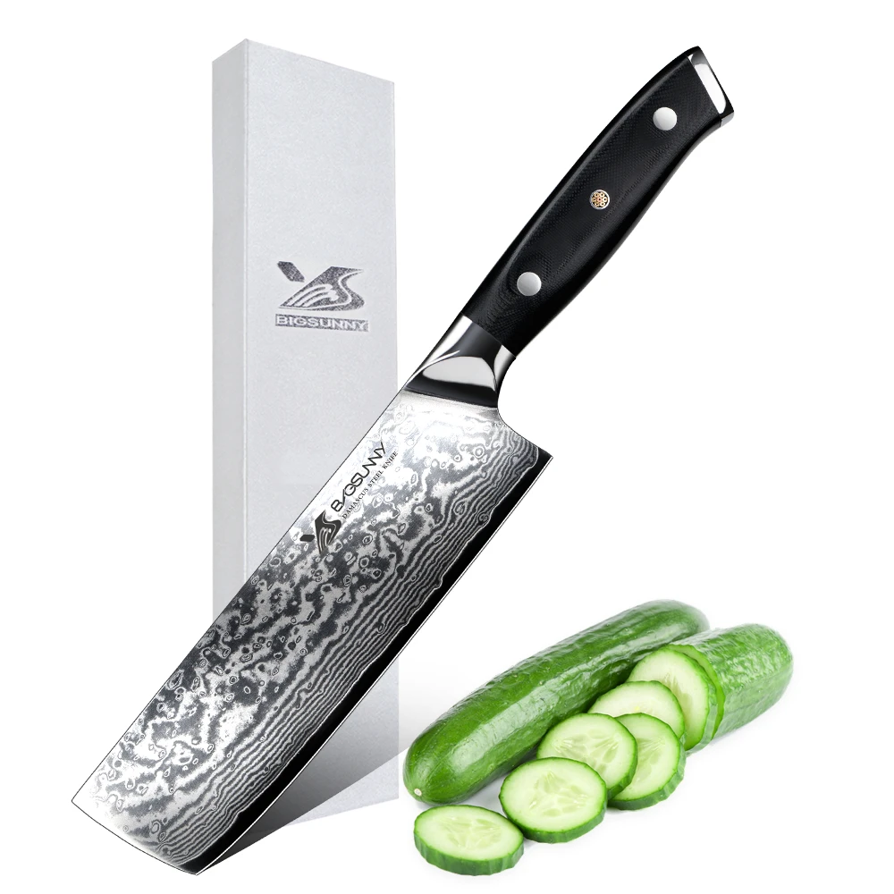 Нож клинок BIGUNNY Nakiri Knife7 дюймов дамасский Овощной Кливер лезвие из нержавеющей