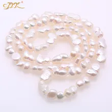 JYX супер длинное ожерелье жемчужное уникальное 10-12 мм естественный белый барокко пресноводное жемчужное длинное жемчужное ожерелье 3" грушевидное