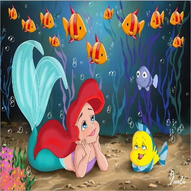 6x6FT pez burbuja de mar Ariel princesa sirenita niños foto estudio accesorios vinilo|Fondo| -