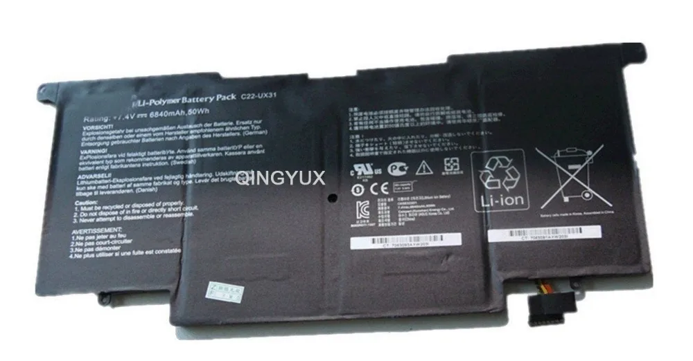 QINGYUX New C22-UX31 7.4V 50Wh Laptop Battery for Asus ZenBook UX31 UX31A UX31E Ultrabook | Компьютеры и офис