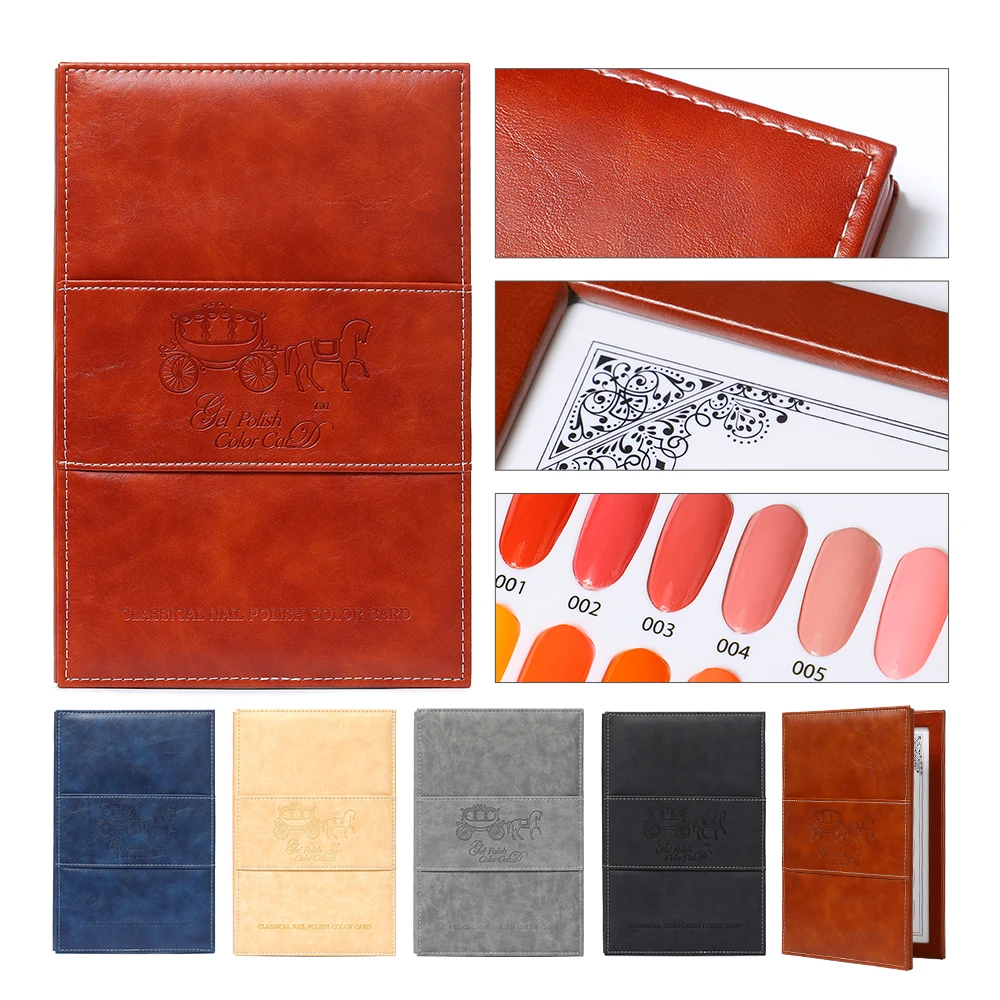 

False nail display Leather book 80/120 Tips Color Chart Nail Card UV Gel Manicure Practice Show Case Salon Tool Board Card Frame