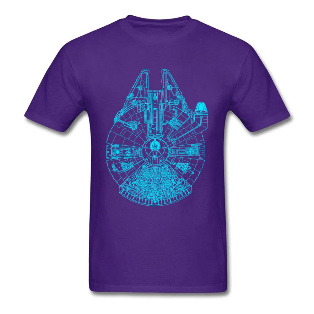 Blue Millennium Falcon Design Tops T Shirt for Men All Cotton Summer Fall Round Collar T-shirts Slim Fit Sweatshirts Discount Blue Millennium Falcon purple
