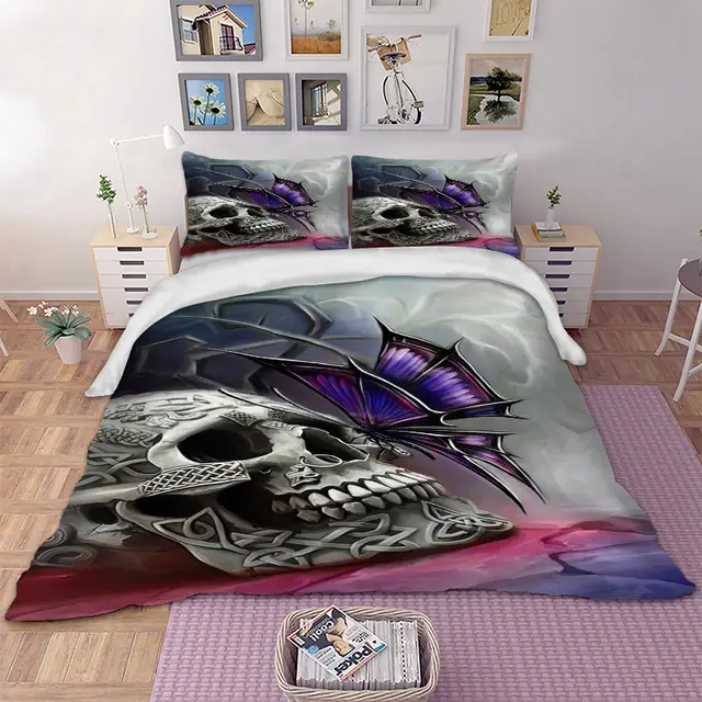 Skull Bedding Set Twin Full Queen King Uk Double Size Cool Duvet