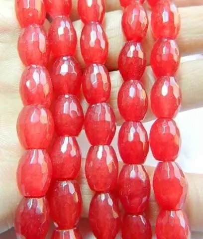 DIY Beads 8x12mm 15''Red Ruby Faceted Rice Gems Loose 15'' Free shipping Fashion women jewelry | Украшения и