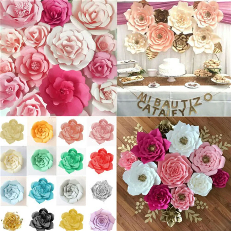 

2019 Brand NEW Style Paper Flower Backdrop Wall Giant DIY Rose Flowers Wedding Party Decor 30 cm