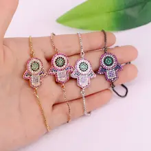 5 шт Хамса ручной браслеты, микро pave CZ Регулируемая цепь плетеный браслет для женщин