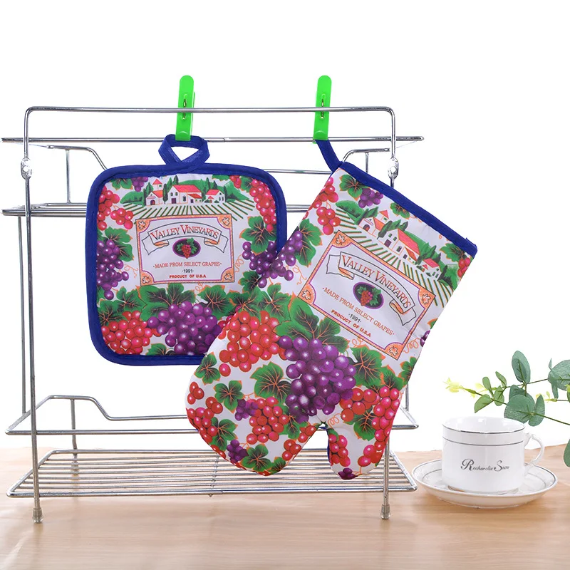 Printed Tea Towel set Microwave Oven Glove Heat Insulation Pad Kitchen Towel Set decorative tea towels tea towels for kitchen