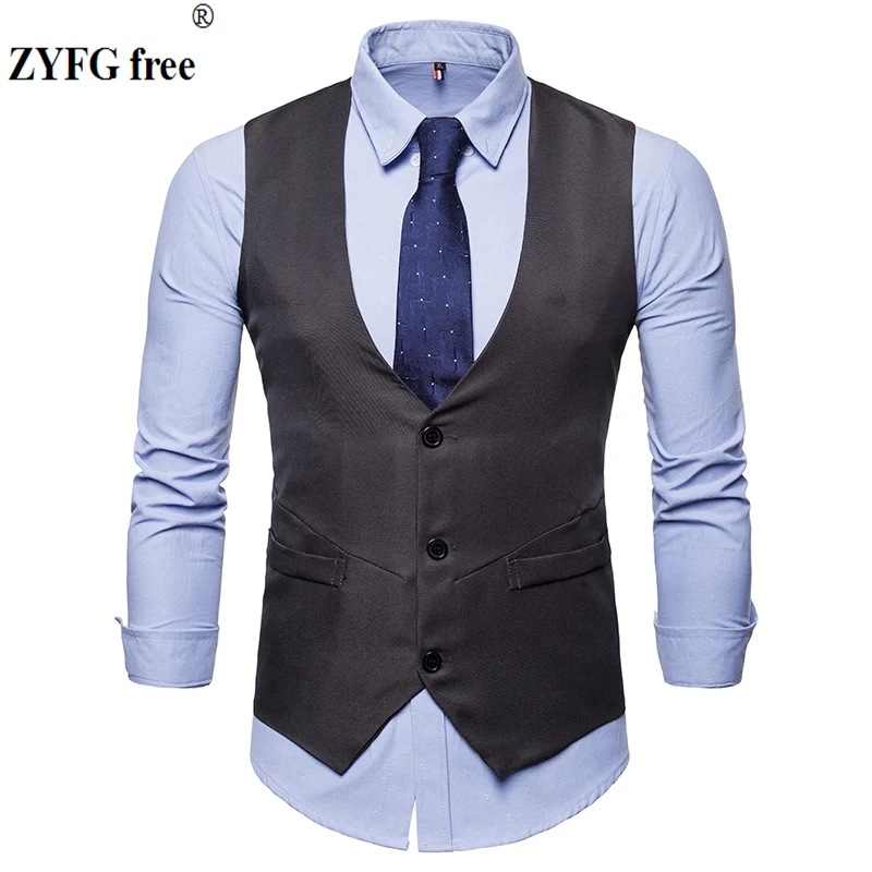 

2019 New men Dress suit vest Tops Cotton Fashion Design Suit Vest Men's High-end Business Casual Suit Vests US size