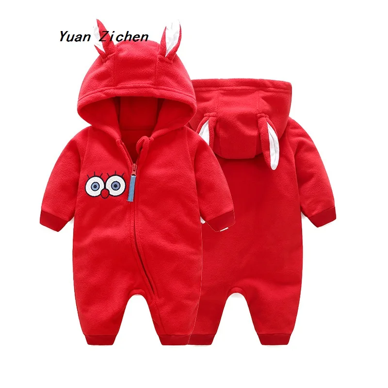 2017 Winter Baby rompers Newborn Cotton  Clothing Baby Cute Long Sleeve hoodies Infant Boys Girls jumpsuit baby clothes
