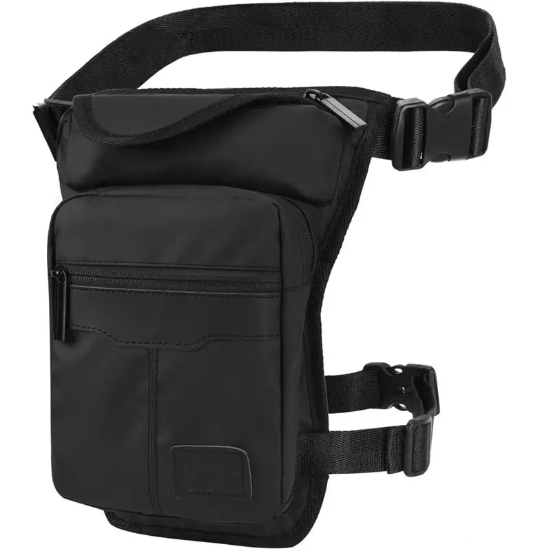 

Vbiger Unisex Black Nylon Leg Bag Durable Tactics Multi-functional Waist Thigh Bag Outdoor Sports Male Practical Fanny Pack