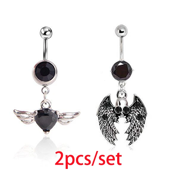 2pcs New Brand Aaa Zircon Style Crystal Black Body Jewelry Belly Button
