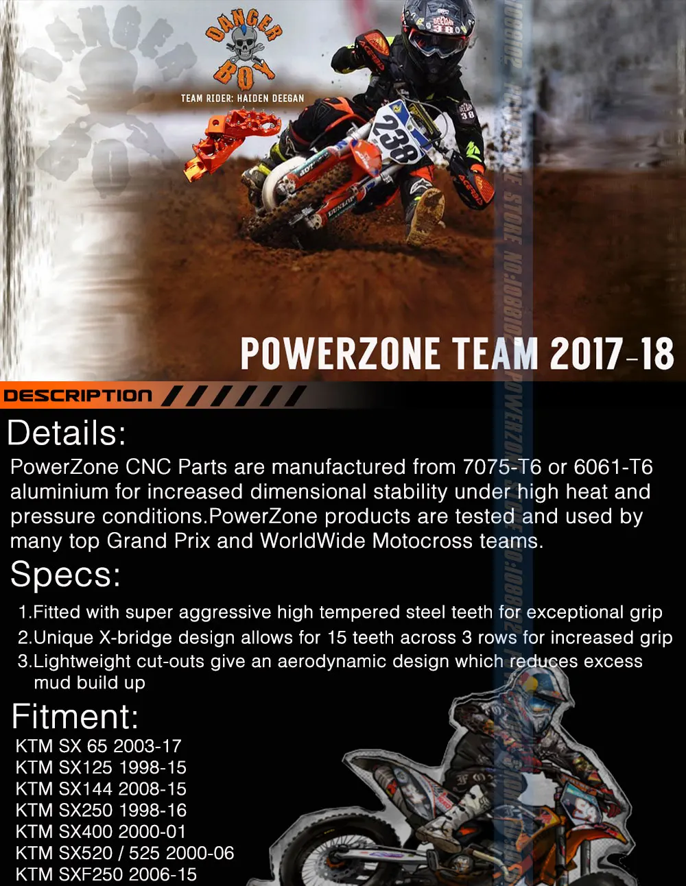 POWERZONE Заготовка ЧПУ подножки педали Подставки Для KTM EXC SX SXF XC XCW EXCF EXCW XCFW MX шесть дней 65 85 125 250-530 MX Enduro