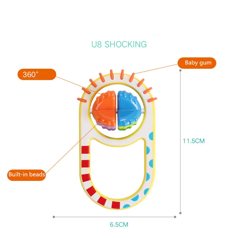 Детская погремушка игрушка интеллект захватывающие десны пластик ручной Колокольчик погремушка забавные развивающие мобильные игрушки подарки на день рождения - Цвет: I04419