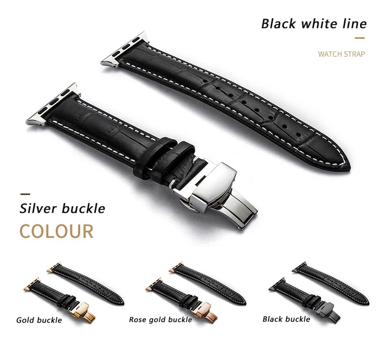 OSRUI ремешок из натуральной кожи для Apple watch band 44 мм Iwatch series 3 2 1 correa 42 мм 38 мм браслет ремешок Бабочка Пряжка