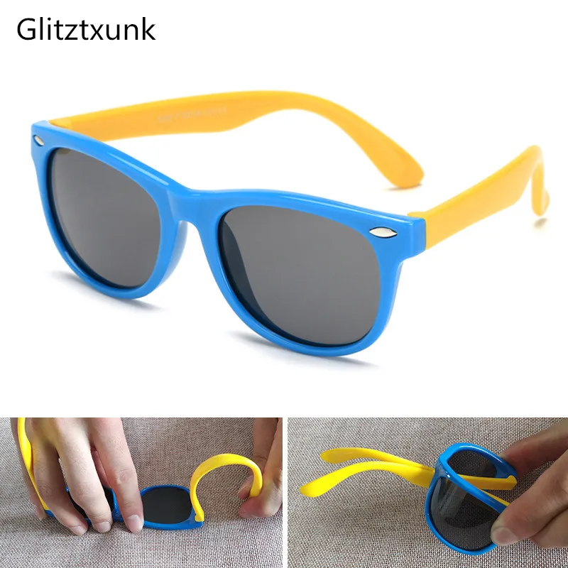 

Glitztxunk 2018 New Fashion Brand Children Sunglasses polarized Boys Girls Kids Sunglasses Baby Eyewear UV400 Goggle