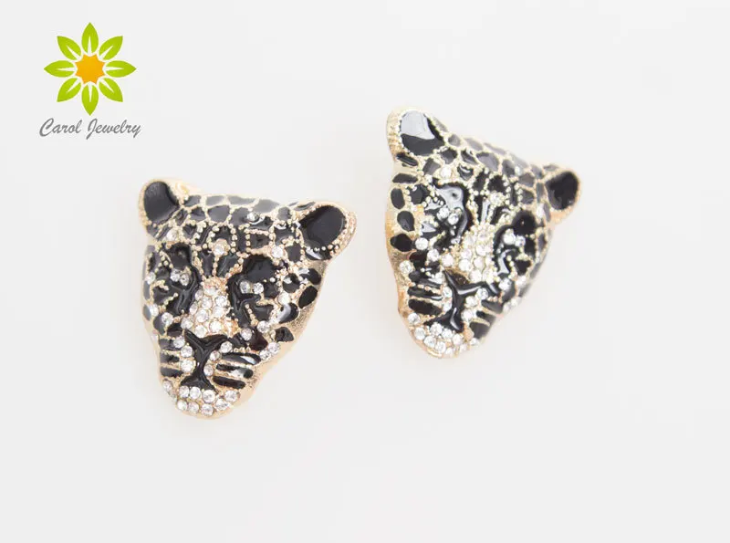 leopard face earrings