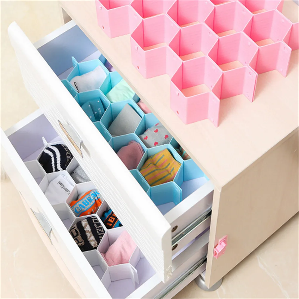 

New Drawer Clapboard Plastic Partition Closet Divider Cabinet Organizer Honeycomb 18 Partition Parts Storage Grids Drawers SA60