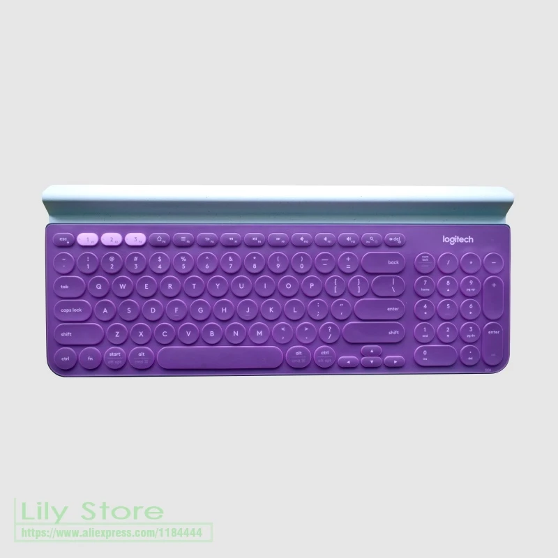 Для logitech K780 мульти-устройство силиконовый пыле Механическая Беспроводной покрытие клавиатуры Bluetooth Защитная крышка Беспроводной клавиатура - Цвет: Фиолетовый