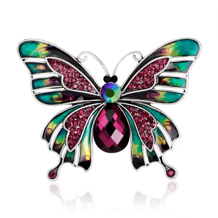 

2019 New European enamel drop butterfly brooch Crystal from Swarovski Palace retro pin brooch with accessories Fashion Jewelry