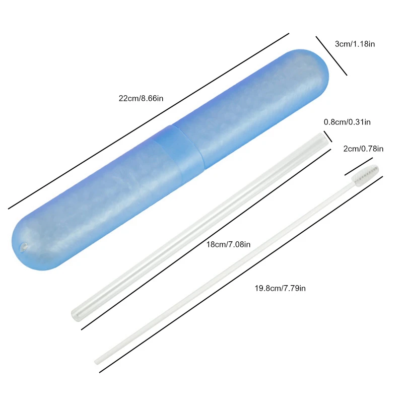 Delidge 1 прямые человеческие волосы для наращивания, набор стеклянные соломинки трубки многоразовые, для питья соломинка с щеточка для чистки вечерние Пикник кухонный инвентарь для бара - Цвет: Прозрачный