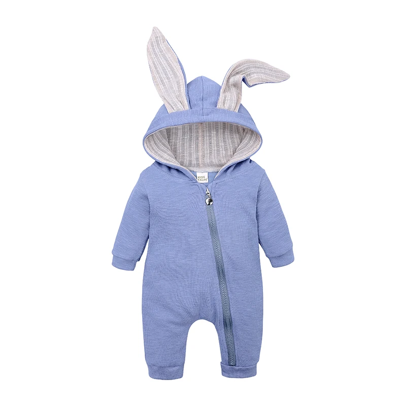 SPRING AUTUMN RABBIT EARS UNISEX BABY Hooded JUMPSUIT newbron boy girl Long Sleeve rompers Infant Cartoon outfit clothes Cotton