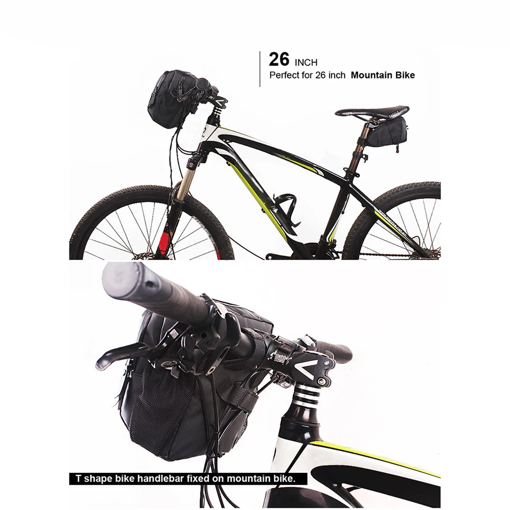 Multifunction Handlebar Bag 5L Large Capacity MTB Road Bike Front Tube Bag Cycling Shoulder Bag Tape With Waterproof Cover