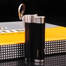 Европа покупатель COHIBA сплав металлический бутан газ 3 факел струйная Зажигалка для сигары с дырокол зажигалки