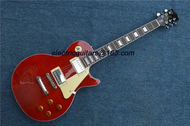 Cheap CG Top Factory Custom Shop Cherry Red Flame Eric Clapton George Harrison Lucy Signture Standard LP Electric Guitar Free Shipping
