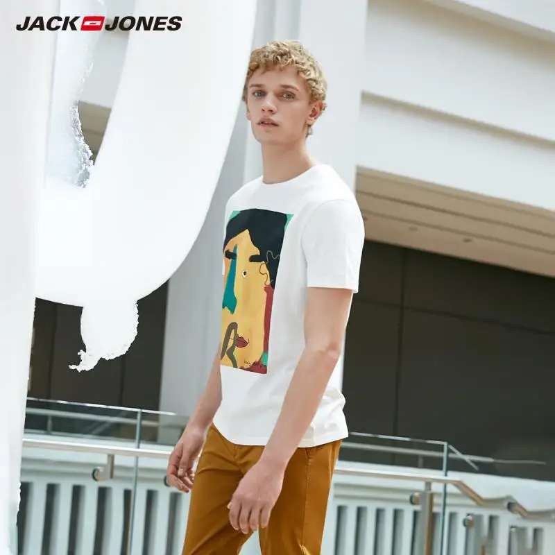 JackJones Мужская футболка с короткими рукавами из 100% хлопка E | 219101509 одежда