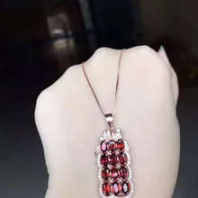 Кулон из натурального красного граната, серебро 925 пробы, кулон с натуральным драгоценным камнем, ожерелье, трендовые элегантные женские вечерние украшения для девушек