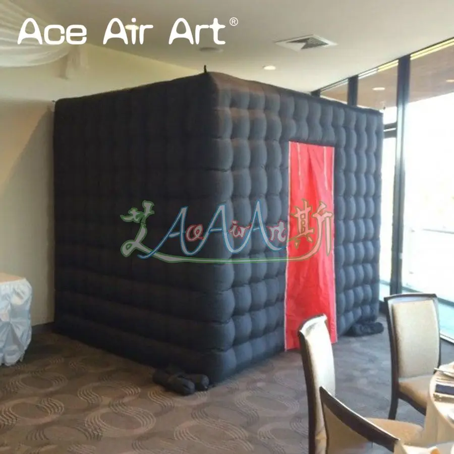 

Elegant design 3.5m full black cube inflatable photo booth props,photo cubic with no bulb lights for theme parties