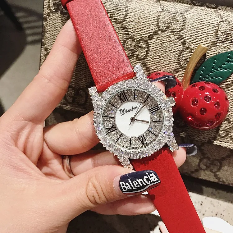 

New Rhinestone Ladies Watch Women Diamond Dress Watches Fashion Leather Strap Woman Watch 2019 Elegant Female Clock montre femme