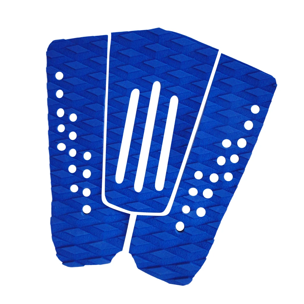 

2019 3 Pieces / Set Anti Slip Blue EVA Diamond Grooved Tail Pads Surfboard Deck Grips Traction Pad Surfing Mat