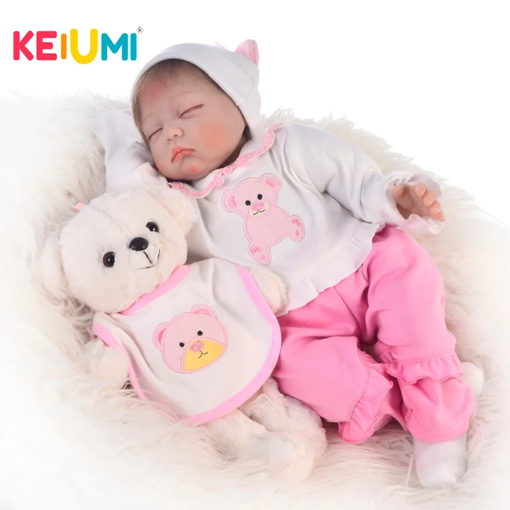 

KEIUMI 22 Inch 55 cm Newborn Doll With Soft Silicone Vinyl Girl Toy Lifelike Reborn Baby Doll Cloth Body For Kid Christmas Gifts